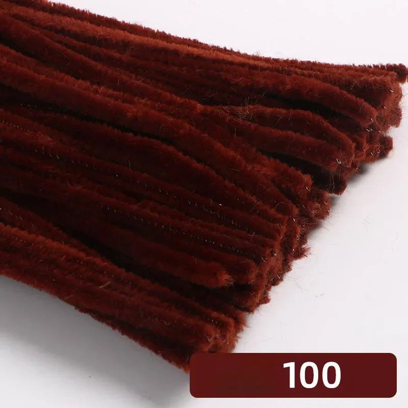 100pcs 30cm Chenille Stems Stick Cleaners Handmade Colorful Pipe