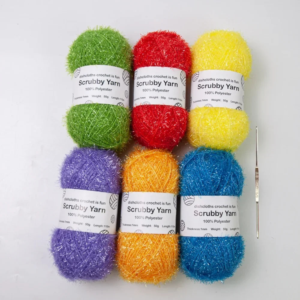 Scrubby Yarn for Scrubbies 6pcs Scrubbing Yarn Multi Colored Polyester for Dish Scrubber Crochet