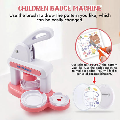 Button Maker Machine Installation-Free DIY Button Pin Maker Badge Press Pink