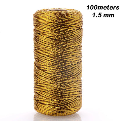100m/Roll Golden Thread Silver Cord Packing Rope Ornament String For DIY Needlework 1.5mm