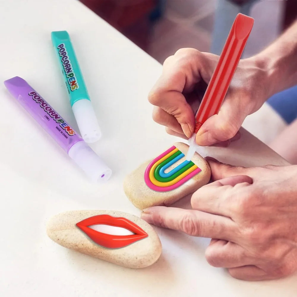 12Pcs Magic Popcorn Pens DIY 3D Puffy Bubble Art Drawing