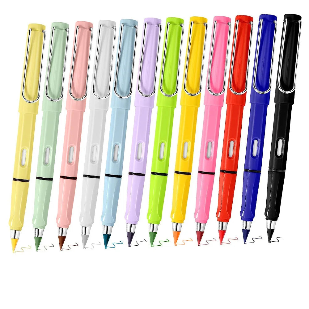 12pcs/set Color Eternal Pencil Can Be Wiped Magic Replace Head Eco Friendly Student Painting Kids
