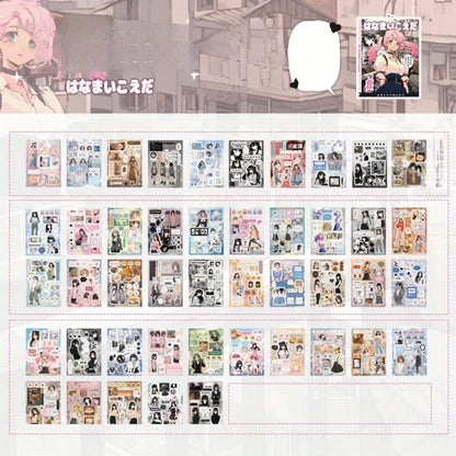 3 types of film cutting sticker books in a retro comic style, DIY planner scrapbook, creative and exquisite