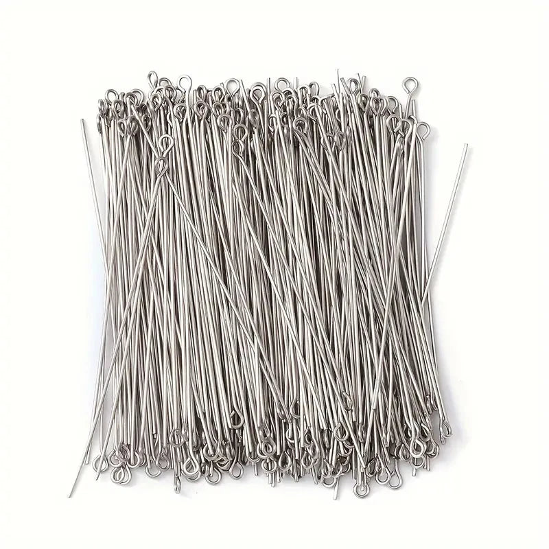 200PCS 35mm Mini Metal Wire Eyepins Beading Small Open Eye Head Pins Needles Bulk for DIY Craft Earrings Jewelry Accessories