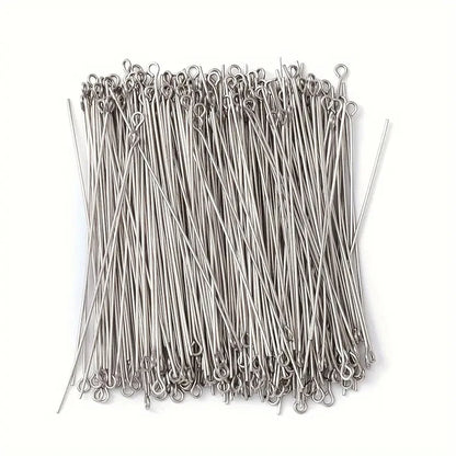 200PCS 35mm Mini Metal Wire Eyepins Beading Small Open Eye Head Pins Needles Bulk for DIY Craft Earrings Jewelry Accessories