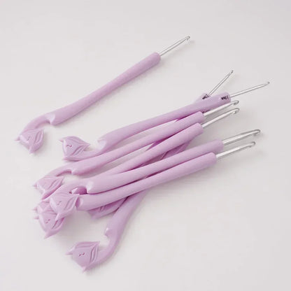 Plastic Handle Aluminum Crochet A Set of 8 2.5-6.0mm Card Packaging Knitting Tools Sweater Needle