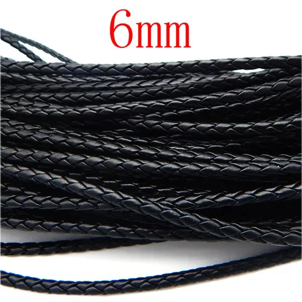 5m 3/4/6mm Braided Leather Cord Rope Strip Thread for DIY Pendant Neck Weaving Bracelet