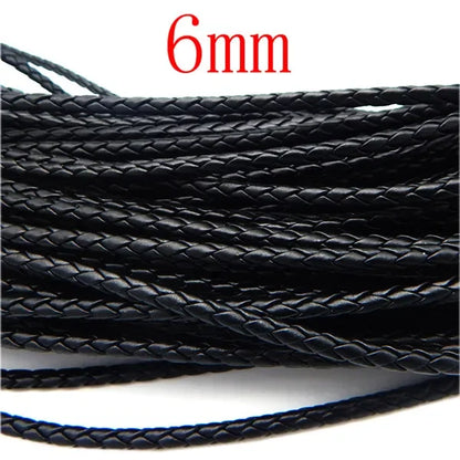 5m 3/4/6mm Braided Leather Cord Rope Strip Thread for DIY Pendant Neck Weaving Bracelet