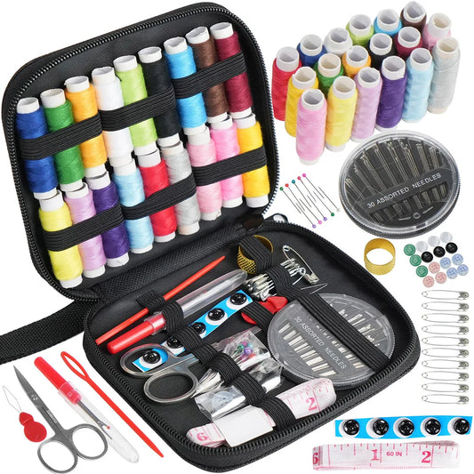 Sewing Kit - Mixed Color Canvas Sewing Kit - Portable, Mini, Basic - Travel, Everyday Repairs