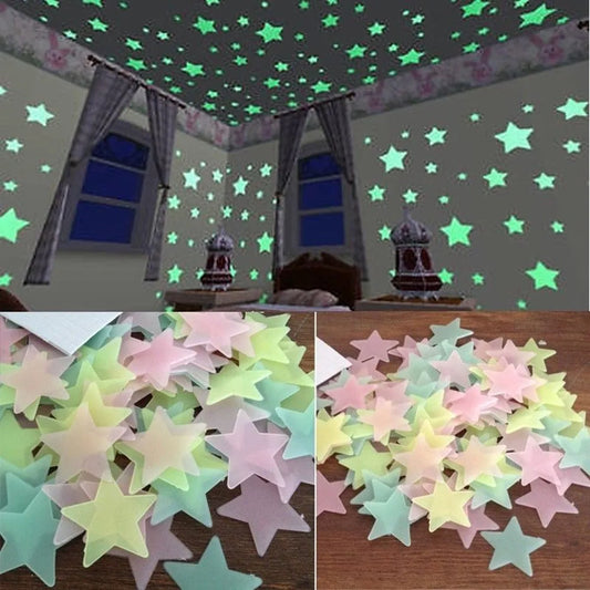 Glow In The Dark Star Stickers Multi Color Night Light Decorations Kids Room Wall Stickers