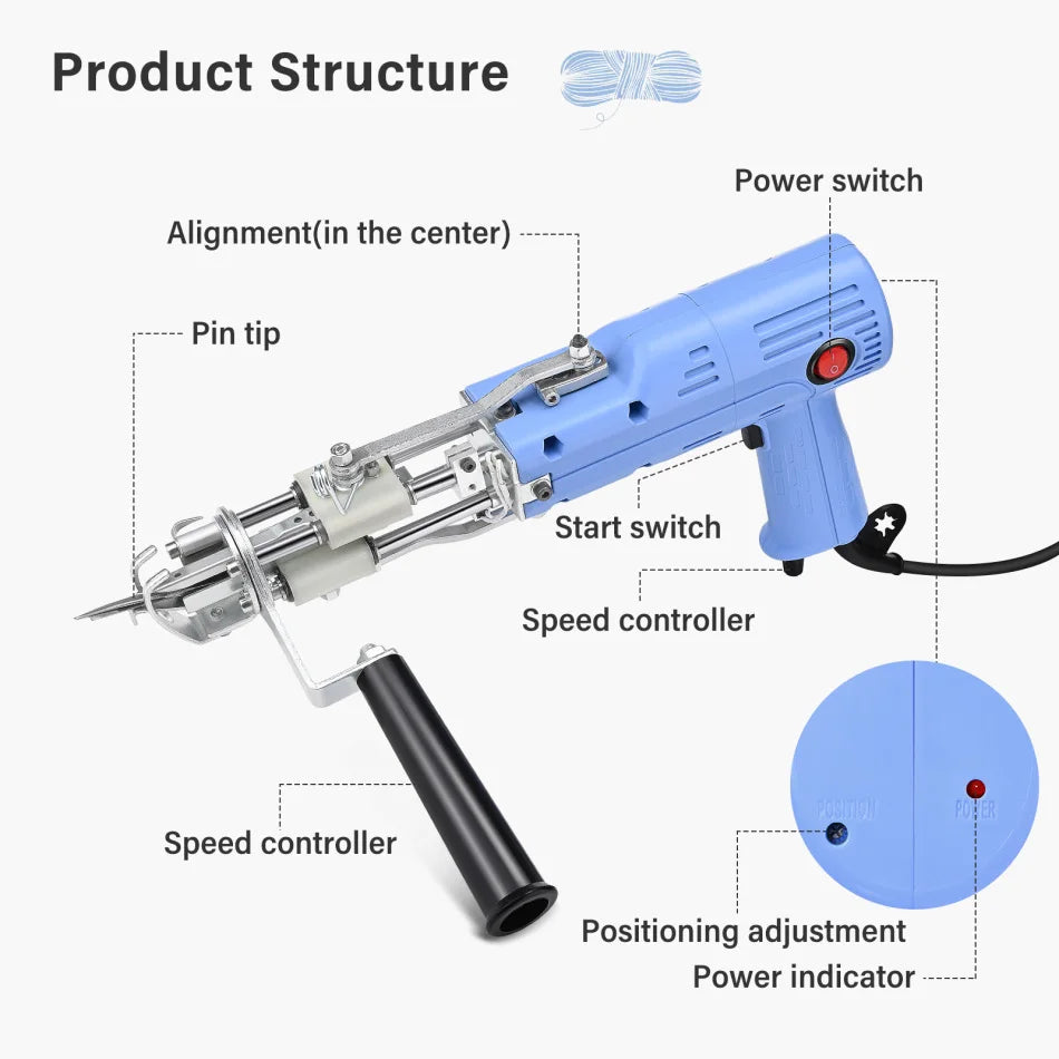 Upgraded 2 In 1 Electric Tufting Rug Gun With Adjustable Cut And Loop Pile Carpet Weaving Machine