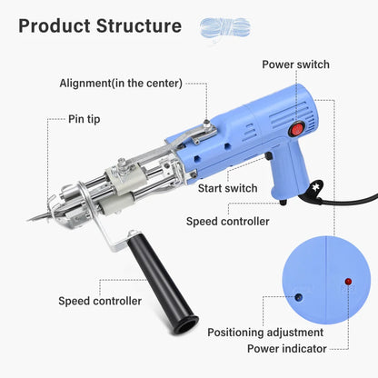 Upgraded 2 In 1 Electric Tufting Rug Gun With Adjustable Cut And Loop Pile Carpet Weaving Machine