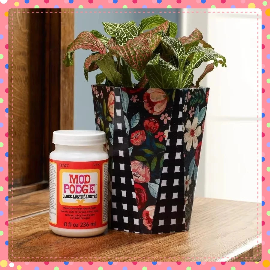 All-in-One Gloss Sealer & Glue Quick-Dry Non-Toxic - for Wood Paper Fabric Crafts DIY Scrapbooking & Art Projects