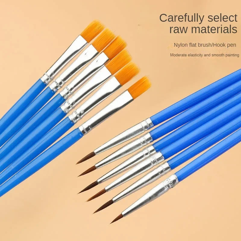 10/20/50Pcs Painting Brushes Set Art Round Flat Hair Nylon Hair