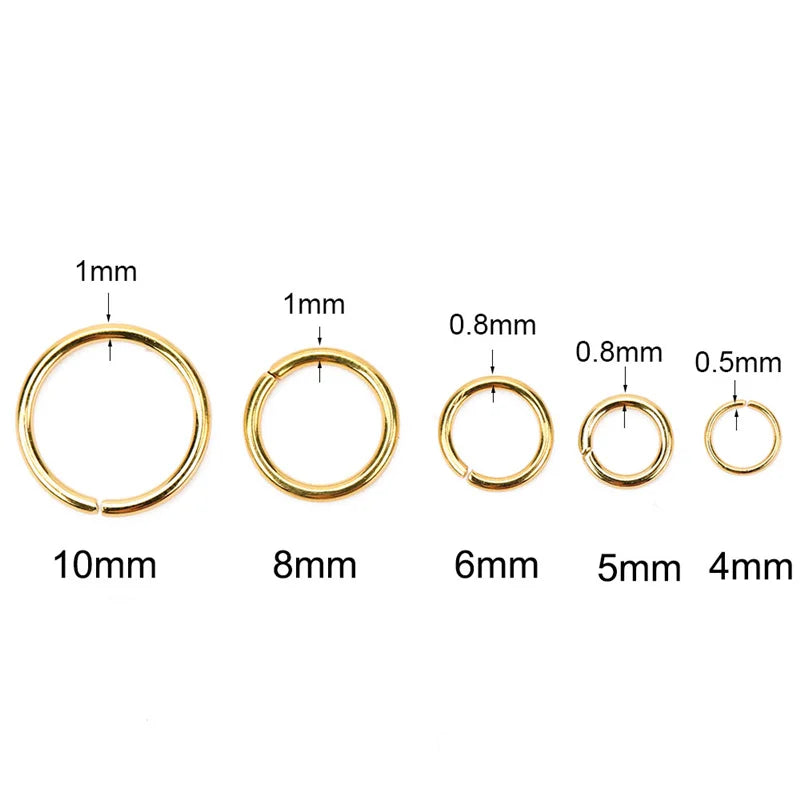 100pcs PVD Stainless Steel Open Jump Rings Lot 3 4 5 6 7 8 10 mm Split Rings Connectors For Bracelet Necklace