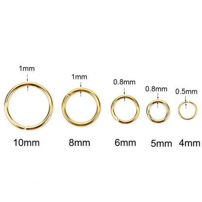 100pcs PVD Stainless Steel Open Jump Rings Lot 3 4 5 6 7 8 10 mm Split Rings Connectors For Bracelet Necklace