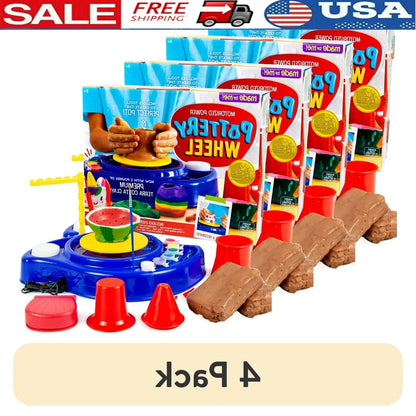 Motorized Pottery Wheel Kit Kids with Adjustable Tool Arm Foot Pedal and Clay Tools