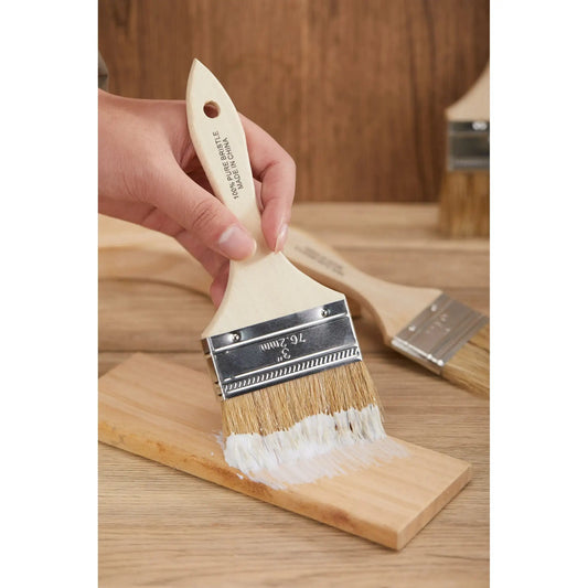 (4 pack) Unbranded Natural Bristle Flat 3-in. Chip Paint Brush