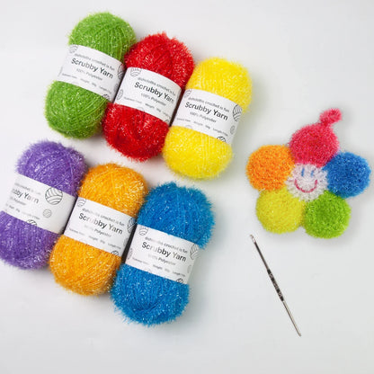 Scrubby Yarn for Scrubbies 6pcs Scrubbing Yarn Multi Colored Polyester for Dish Scrubber Crochet
