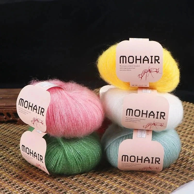 6pcs Soft Mohair Yarn Knitting Angora Yarn for DIY Knitting, Fluffy Lace for Sweater, Scarf, Shawl,25g/pcs