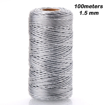 100m/Roll Golden Thread Silver Cord Packing Rope Ornament String For DIY Needlework 1.5mm