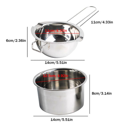 2 Pcs Candle Wax Melting Pot Long Handled 400ml