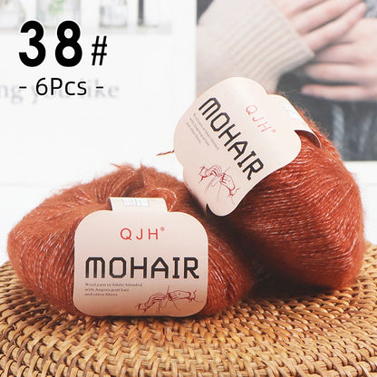 6pcs Soft Mohair Yarn Knitting Angora Yarn for DIY Knitting, Fluffy Lace for Sweater, Scarf, Shawl,25g/pcs