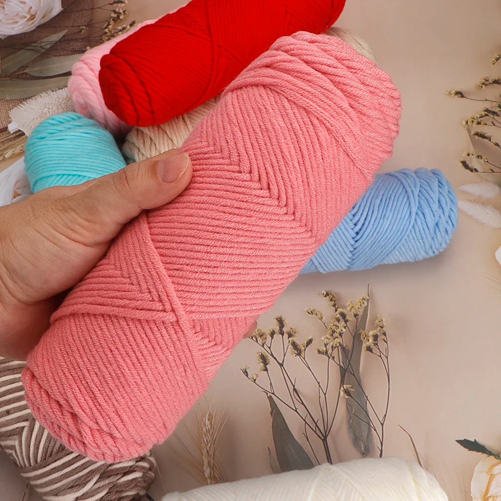 Crochet Knitting Soft Cotton Yarn, Hypoallergenic Yarn, Pack of 3 Pcs-300g/10.5oz, Light Worsted, Medium Roving for Scarves,Hats