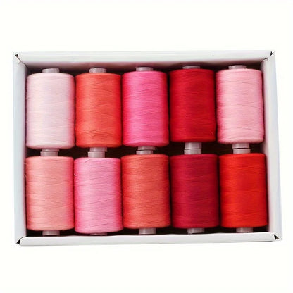 Sewing Thread - 10 Polyester Threads for Hand Stitching, Quilting & Sewing Machine - Set of 1000 yds Per Spool
