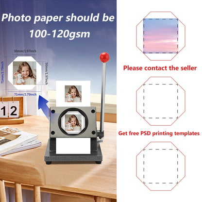 50*50mm 2.5*2.5" Square Refrigerator Badge Making Machine DIY Paper Cutter Photo Magnetic Materials