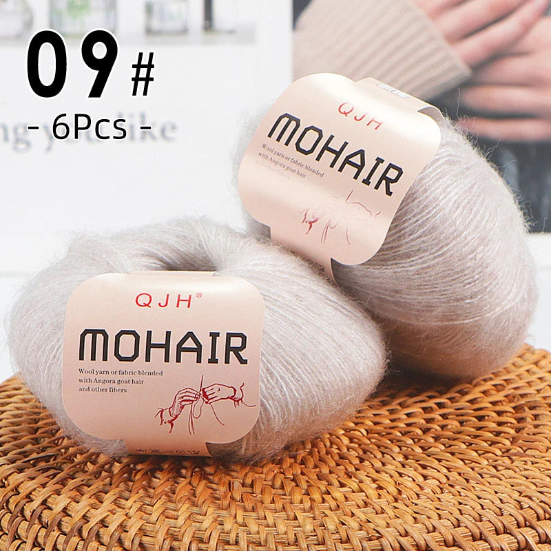 6pcs Soft Mohair Yarn Knitting Angora Yarn for DIY Knitting, Fluffy Lace for Sweater, Scarf, Shawl,25g/pcs