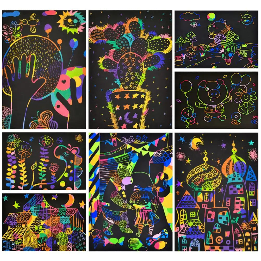 Colorful Scratch Sheet Paper Set Easy 5 Bamboo Lightweight Safe and Tasteless for DIY Painting