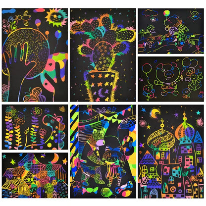 Colorful Scratch Sheet Paper Set Easy 5 Bamboo Lightweight Safe and Tasteless for DIY Painting