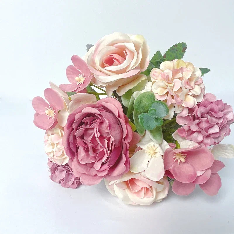 7 heads high quality peony Artificial flowers silk peonies bouquet Rose hydrangea