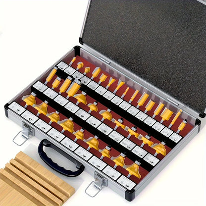 35 Pieces/Set Carbide Tipped Router Bits Set, 1/4 Inch Shanks, Woodworking Router, Premium