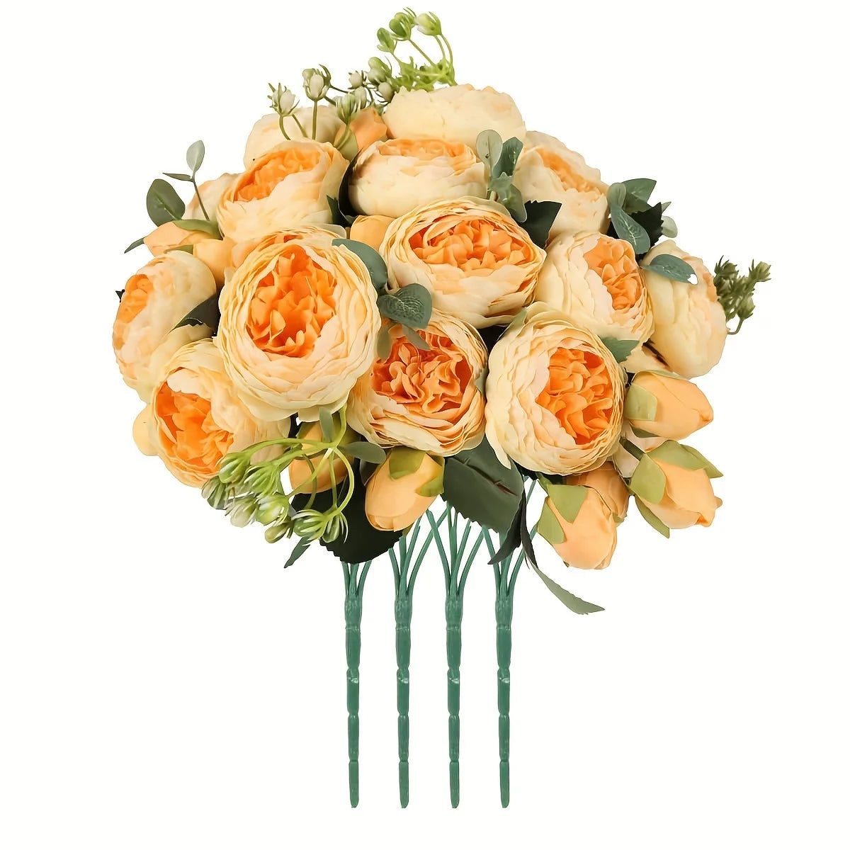 4 Bundles Peonies Artificial Flowers, 13.4in Silk Fake Flowers Bouquets