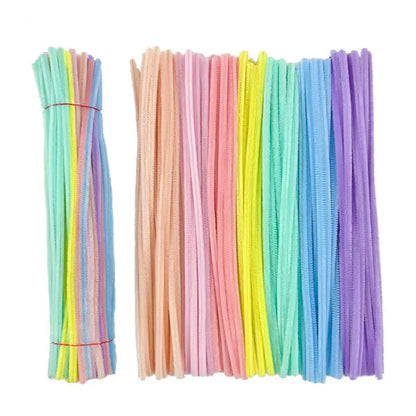 10/50/100 Glitter Chenille Stem Pipe Cleaner Plush Metal Foil Stem Wire Sticks DIY