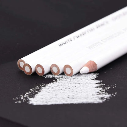2 Pcs White Sketch Charcoal Pencils Professional High Quality Sketch Highlight Wooden Pencils