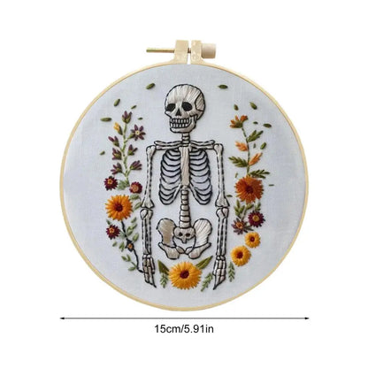 Halloween Embroidery Kit Skeleton Witch Hat Bat