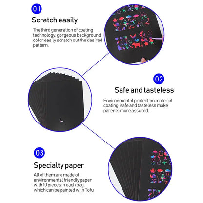 Colorful Scratch Sheet Paper Set Easy 5 Bamboo Lightweight Safe and Tasteless for DIY Painting