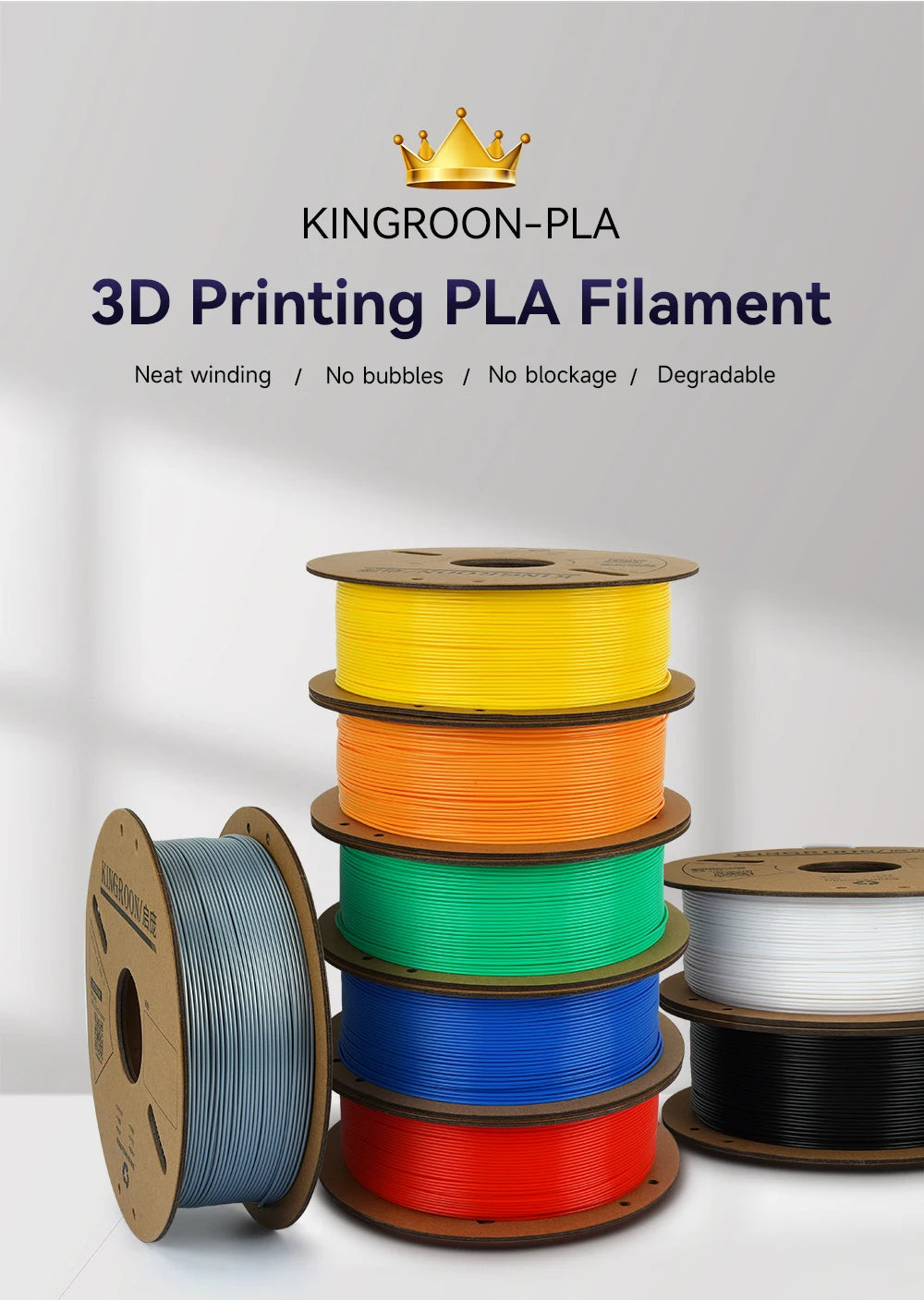 KINGROON PLA Filament 1.75mm 3D Printer 5/10Rolls Plastic Material 100% No Bubble for FDM 3D Printer MIX