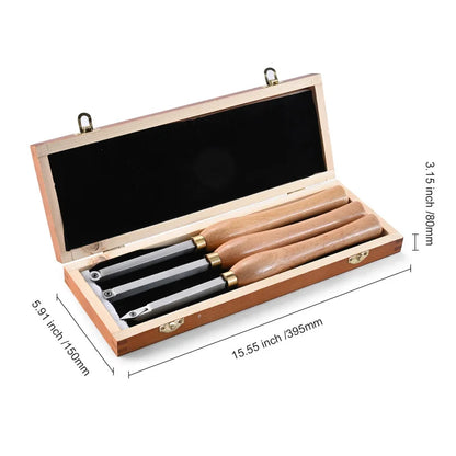 KFFKFF Wood Turning Chisel Trio, 3 Piece Set with Carbide Tips - Square, Round, Diamond Shapes