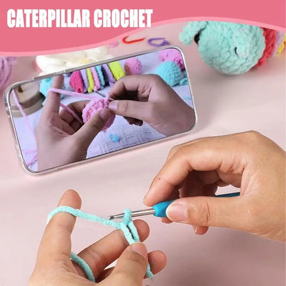 Adults Caterpillar Colorful Kit Handcrafted Crocheting Set With Instructions And Videos For Beginners
