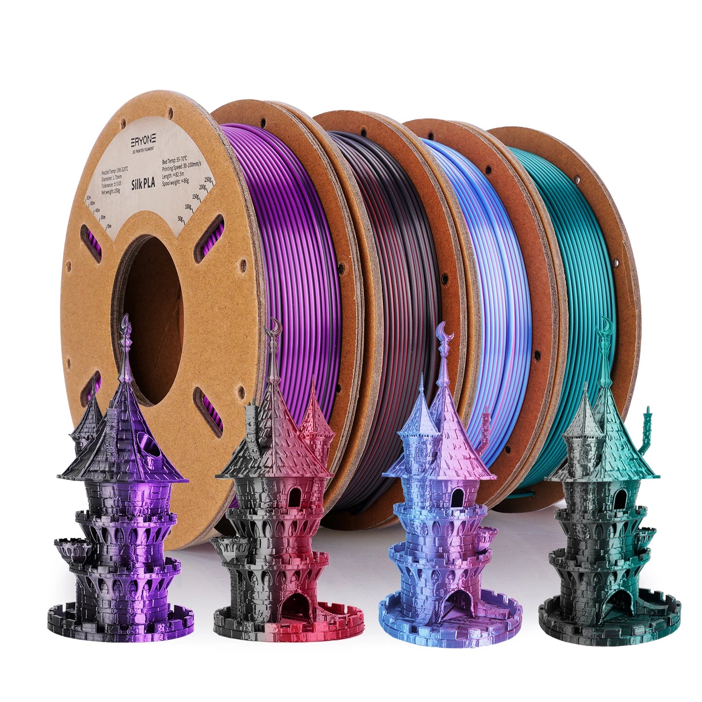 ERYONE PLA Silk Dual Color Premium Filament 3D Print, Diameter:1.75mm, Tolerance:+/-0.03mm,1KG/Spool