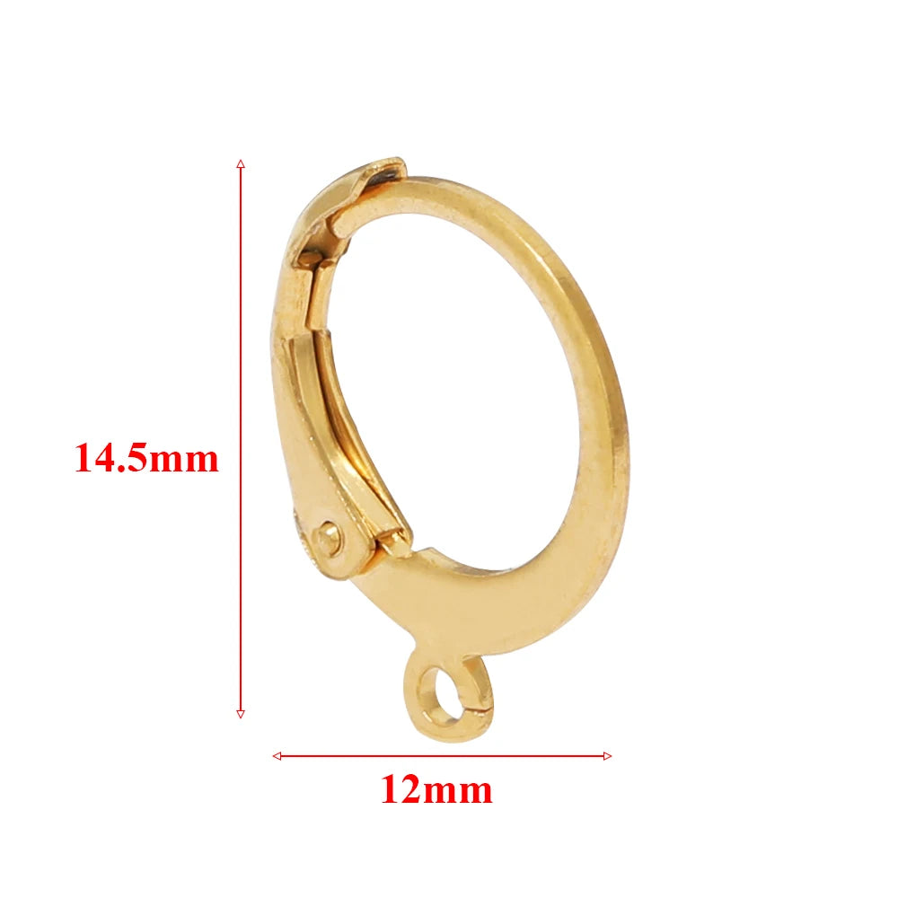 20pcs Stainless Steel 18k Gold Color Round Earwire Hooks Hoop Earrings Findings for DIY Women Earrings Connectors Jewelry Making