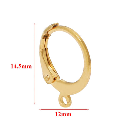 20pcs Stainless Steel 18k Gold Color Round Earwire Hooks Hoop Earrings Findings for DIY Women Earrings Connectors Jewelry Making