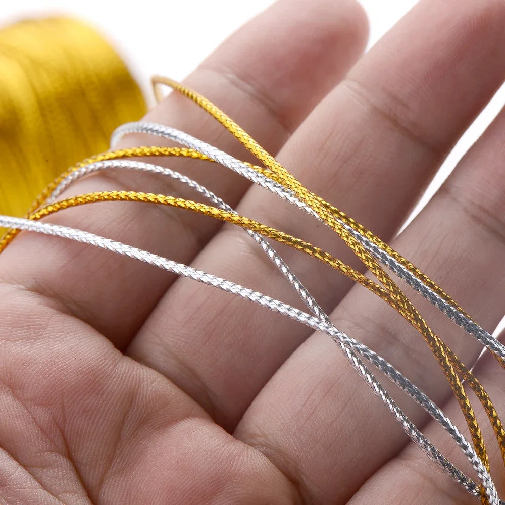 100m/Roll Golden Thread Silver Cord Packing Rope Ornament String For DIY Needlework 1.5mm