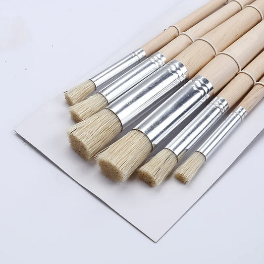 6pcs Stencil Paint Brushes Set Bristle Hair Wooden Handle