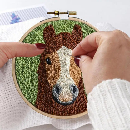Cartoon Animal Punch Needle Embroidery Kit Landscape Rug