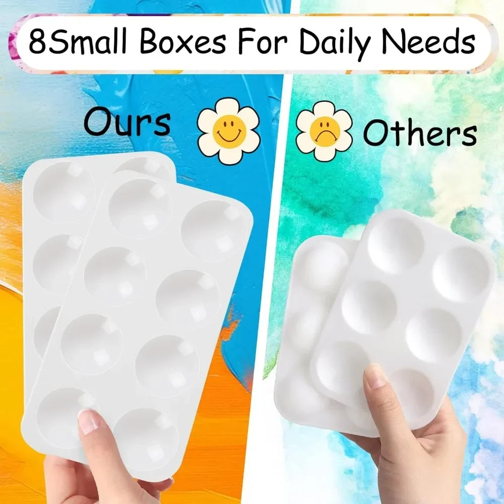12 piece paint tray palette, white plastic